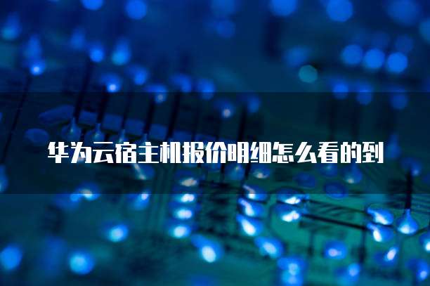 华为云宿主机报价明细怎么看的到