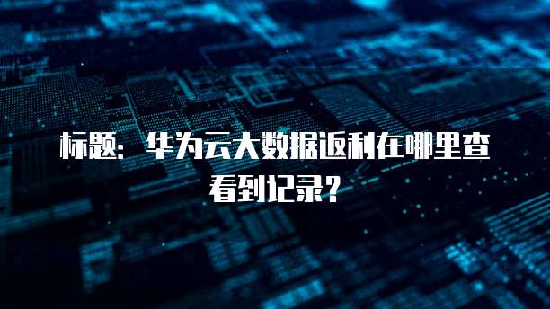标题:华为云大数据返利在哪里查看到记录?