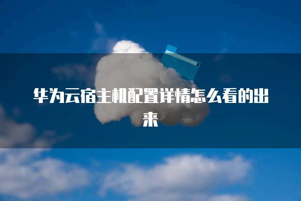华为云宿主机配置详情怎么看的出来
