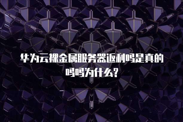 华为云裸金属服务器返利吗是真的吗吗为什么?