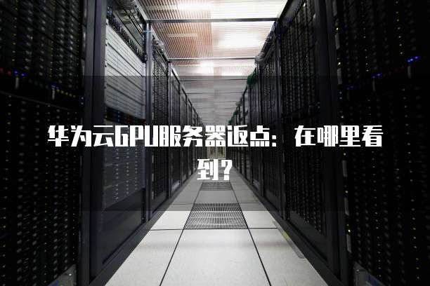 华为云GPU服务器返点:在哪里看到?