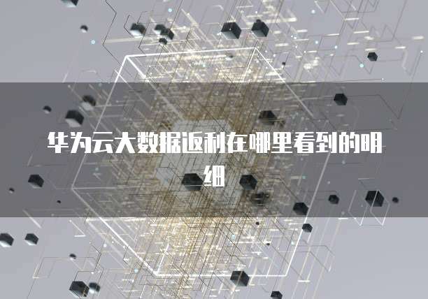 华为云大数据返利在哪里看到的明细