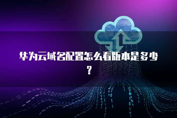 华为云域名配置怎么看版本是多少？