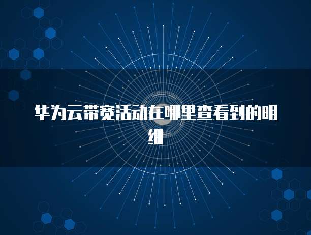 华为云带宽活动在哪里查看到的明细