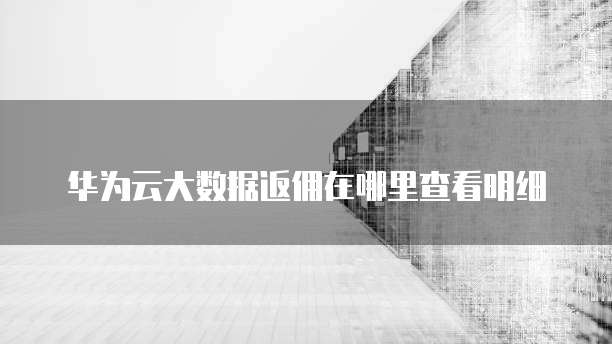 华为云大数据返佣在哪里查看明细