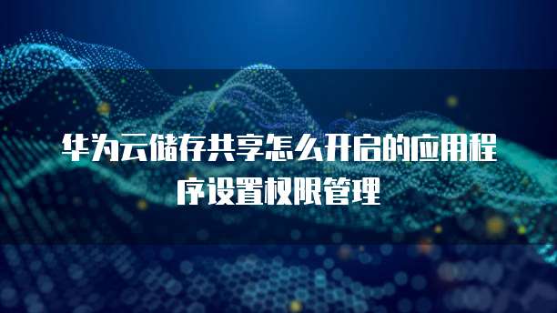 华为云储存共享怎么开启的应用程序设置权限管理