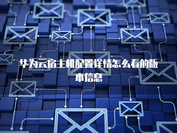 华为云宿主机配置详情怎么看的版本信息