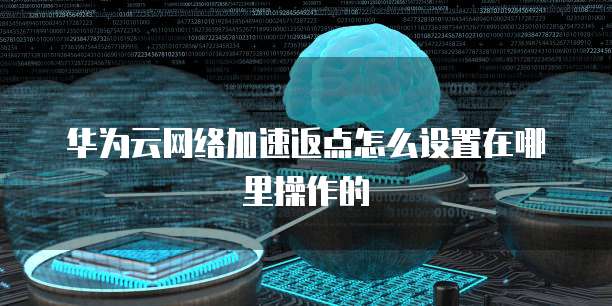 华为云网络加速返点怎么设置在哪里操作的