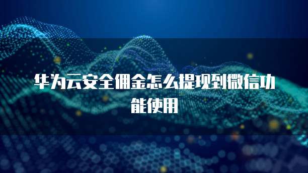 华为云安全佣金怎么提现到微信功能使用