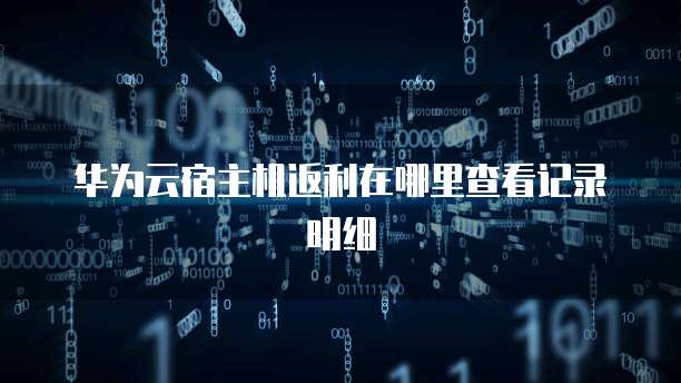 华为云宿主机返利在哪里查看记录明细