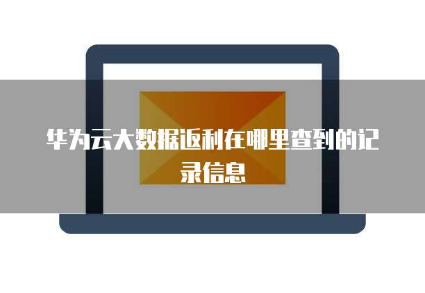 华为云大数据返利在哪里查到的记录信息