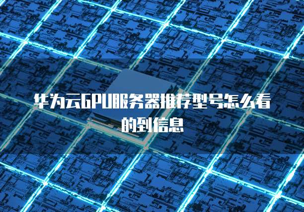 华为云GPU服务器推荐型号怎么看的到信息