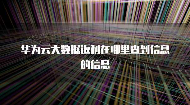 华为云大数据返利在哪里查到信息的信息