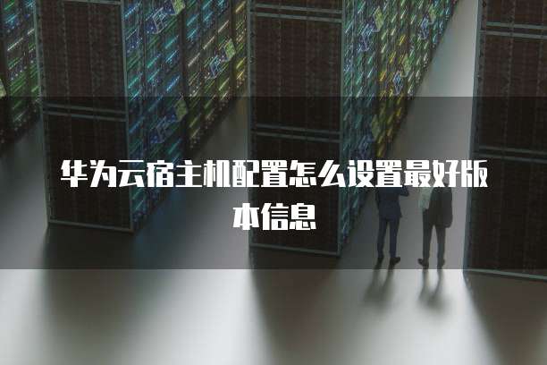 华为云宿主机配置怎么设置最好版本信息