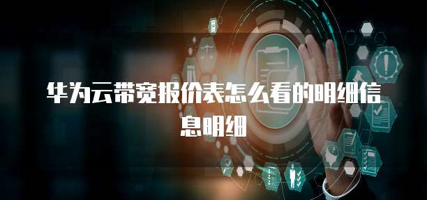 华为云带宽报价表怎么看的明细信息明细