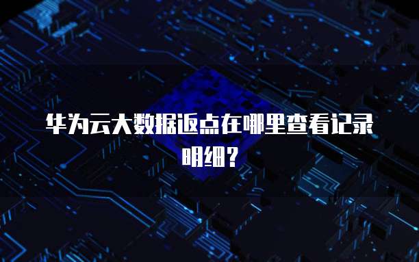 华为云大数据返点在哪里查看记录明细?