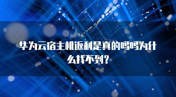 华为云宿主机返利是真的吗吗为什么找不到?