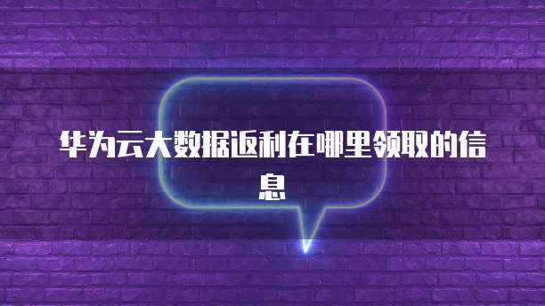 华为云大数据返利在哪里领取的信息