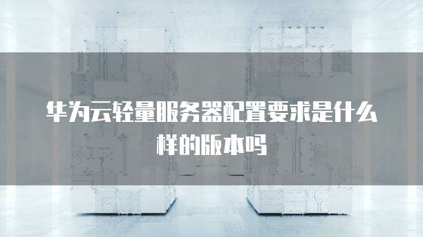 华为云轻量服务器配置要求是什么样的版本吗