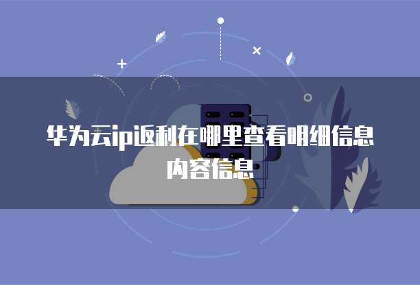 华为云ip返利在哪里查看明细信息内容信息