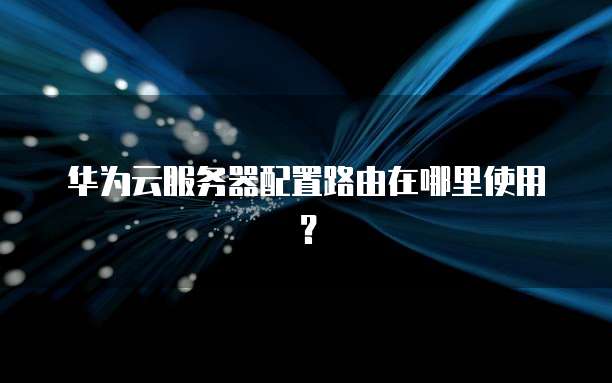华为云服务器配置路由在哪里使用？
