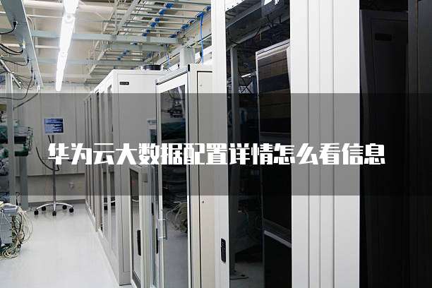 华为云大数据配置详情怎么看信息