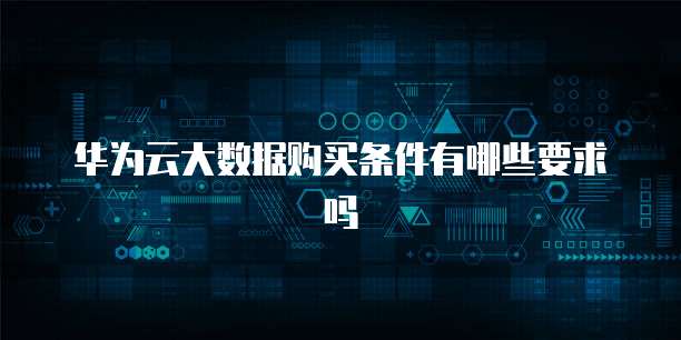 华为云大数据购买条件有哪些要求吗