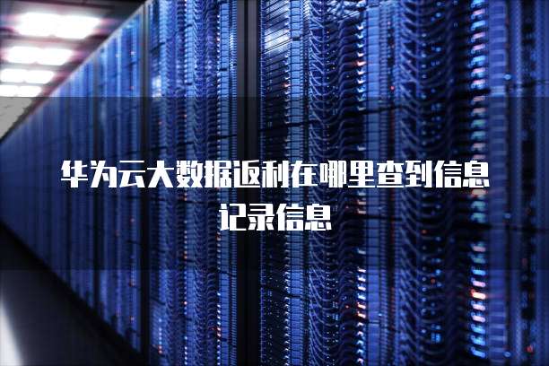 华为云大数据返利在哪里查到信息记录信息