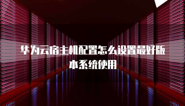 华为云宿主机配置怎么设置最好版本系统使用