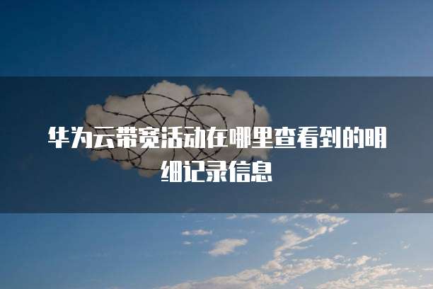 华为云带宽活动在哪里查看到的明细记录信息