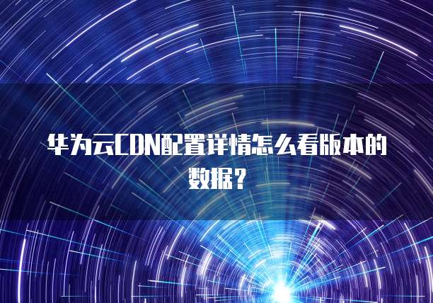 华为云CDN配置详情怎么看版本的数据?