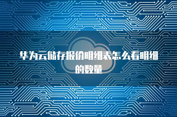 华为云储存报价明细表怎么看明细的数量