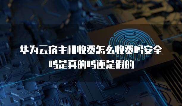 华为云宿主机收费怎么收费吗安全吗是真的吗还是假的