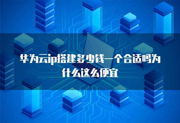 华为云ip搭建多少钱一个合适吗为什么这么便宜
