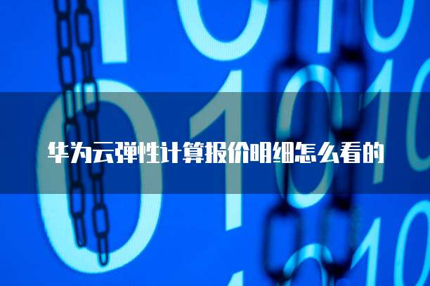 华为云弹性计算报价明细怎么看的
