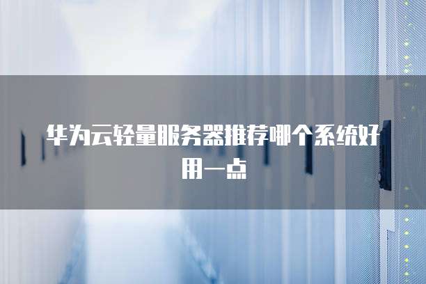 华为云轻量服务器推荐哪个系统好用一点