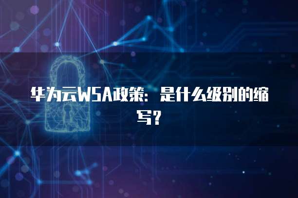华为云WSA政策:是什么级别的缩写?