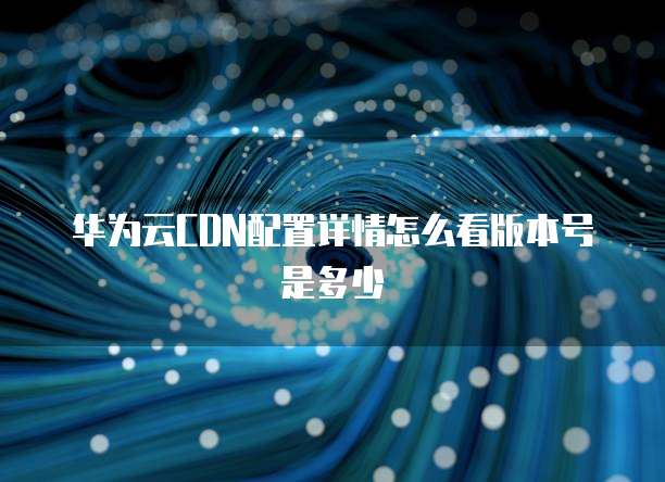 华为云CDN配置详情怎么看版本号是多少