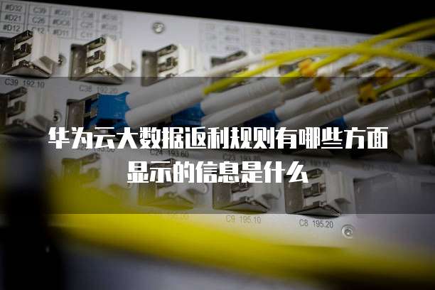 华为云大数据返利规则有哪些方面显示的信息是什么