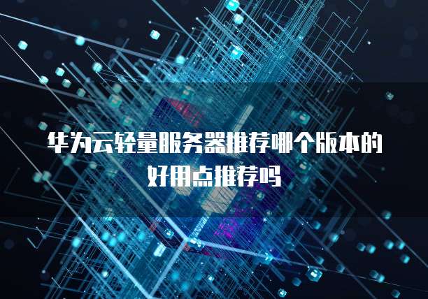 华为云轻量服务器推荐哪个版本的好用点推荐吗
