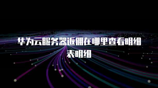 华为云服务器返佣在哪里查看明细表明细