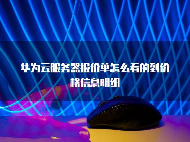 华为云服务器报价单怎么看的到价格信息明细