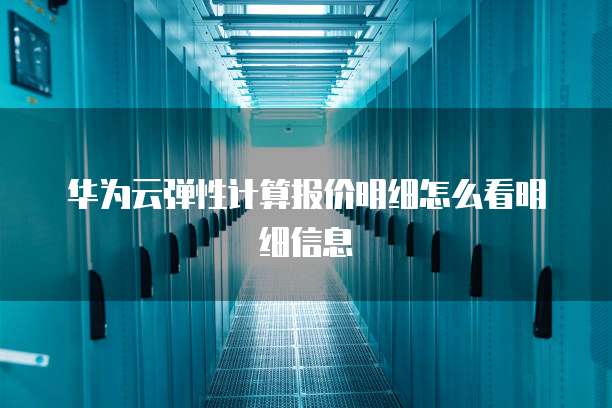 华为云弹性计算报价明细怎么看明细信息