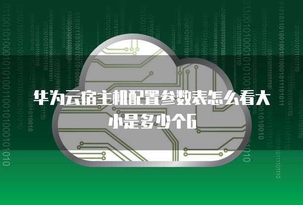 华为云宿主机配置参数表怎么看大小是多少个G