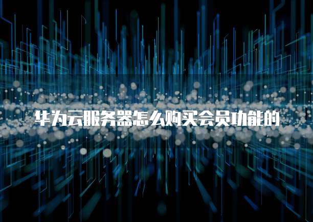 华为云服务器怎么购买会员功能的