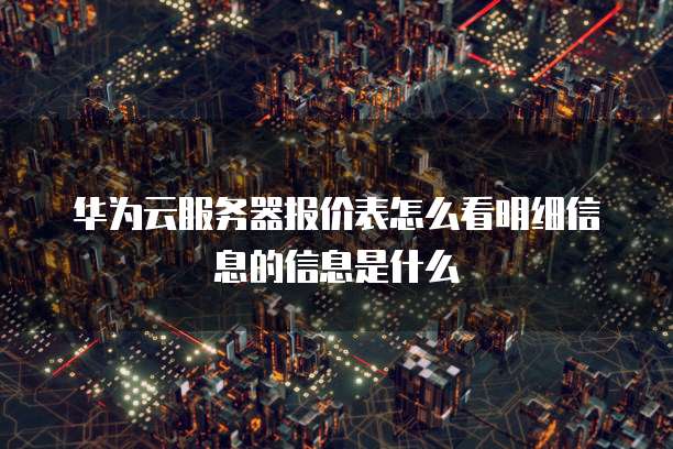 华为云服务器报价表怎么看明细信息的信息是什么