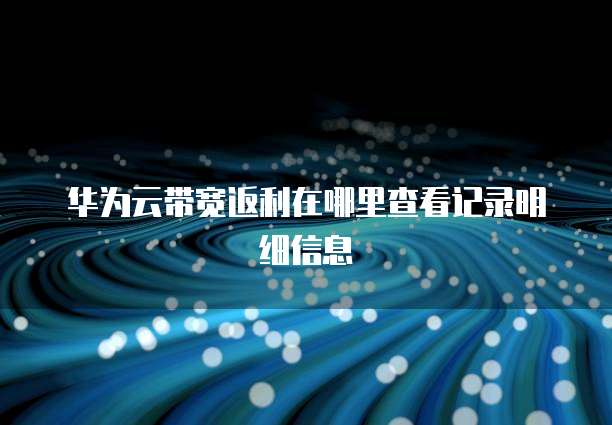 华为云带宽返利在哪里查看记录明细信息
