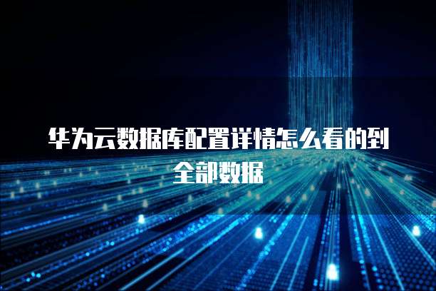 华为云数据库配置详情怎么看的到全部数据
