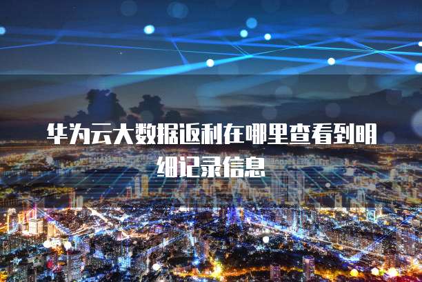 华为云大数据返利在哪里查看到明细记录信息