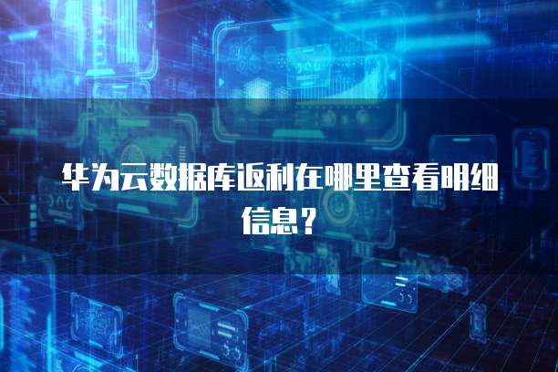 华为云数据库返利在哪里查看明细信息?